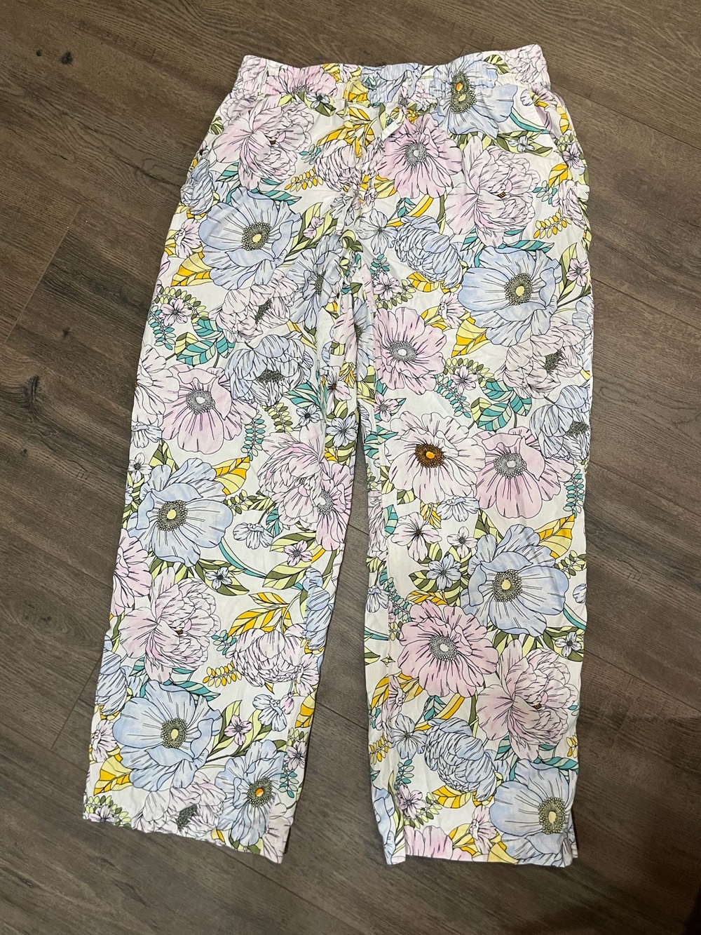 GAP Floral Elastic-Waist Lounge Pants - Pastel Pink, Blue & Yellow
